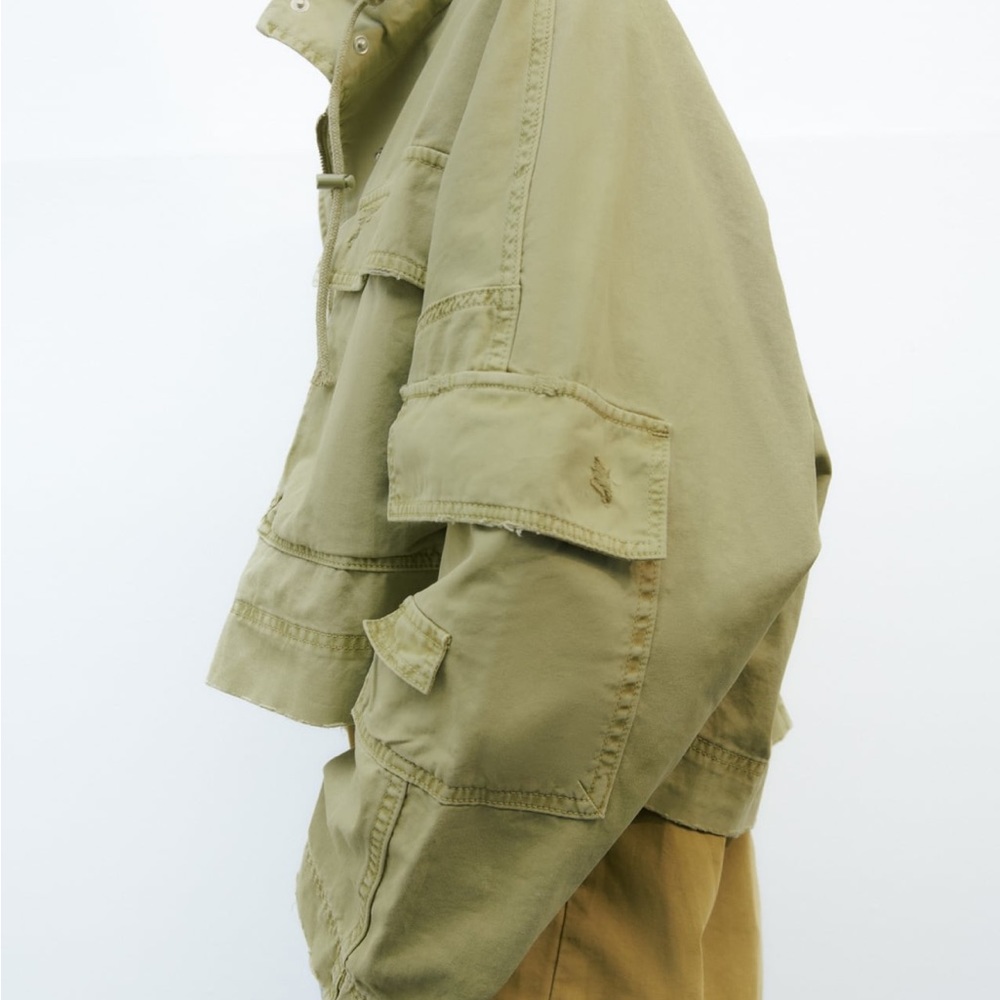 Zara green cropped utility jacket